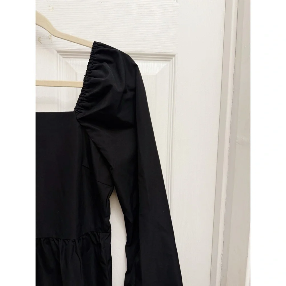 Only Puff Sleeve Peplum Midi Dress in Black